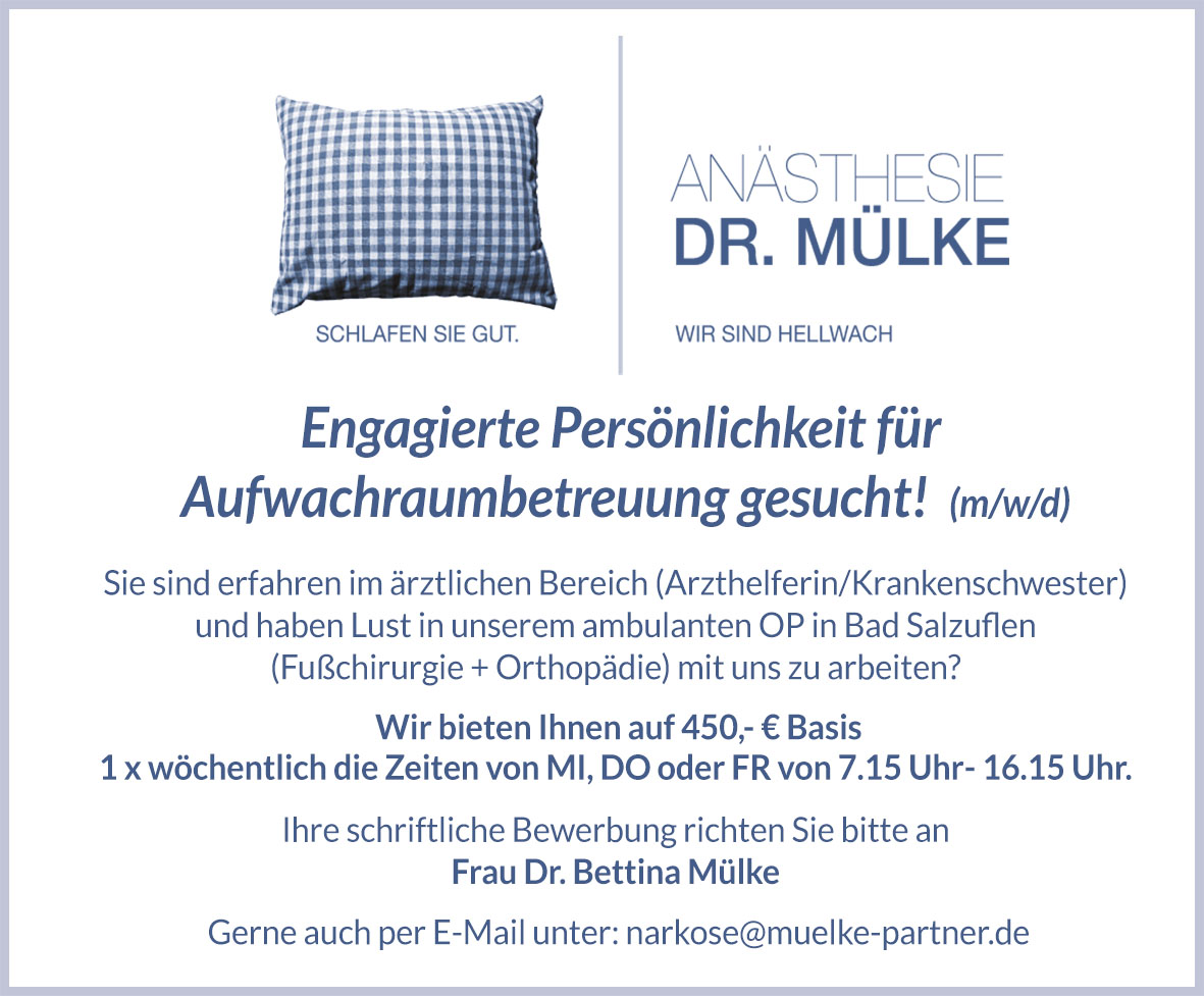 Aufwachraumbetreuung gesucht