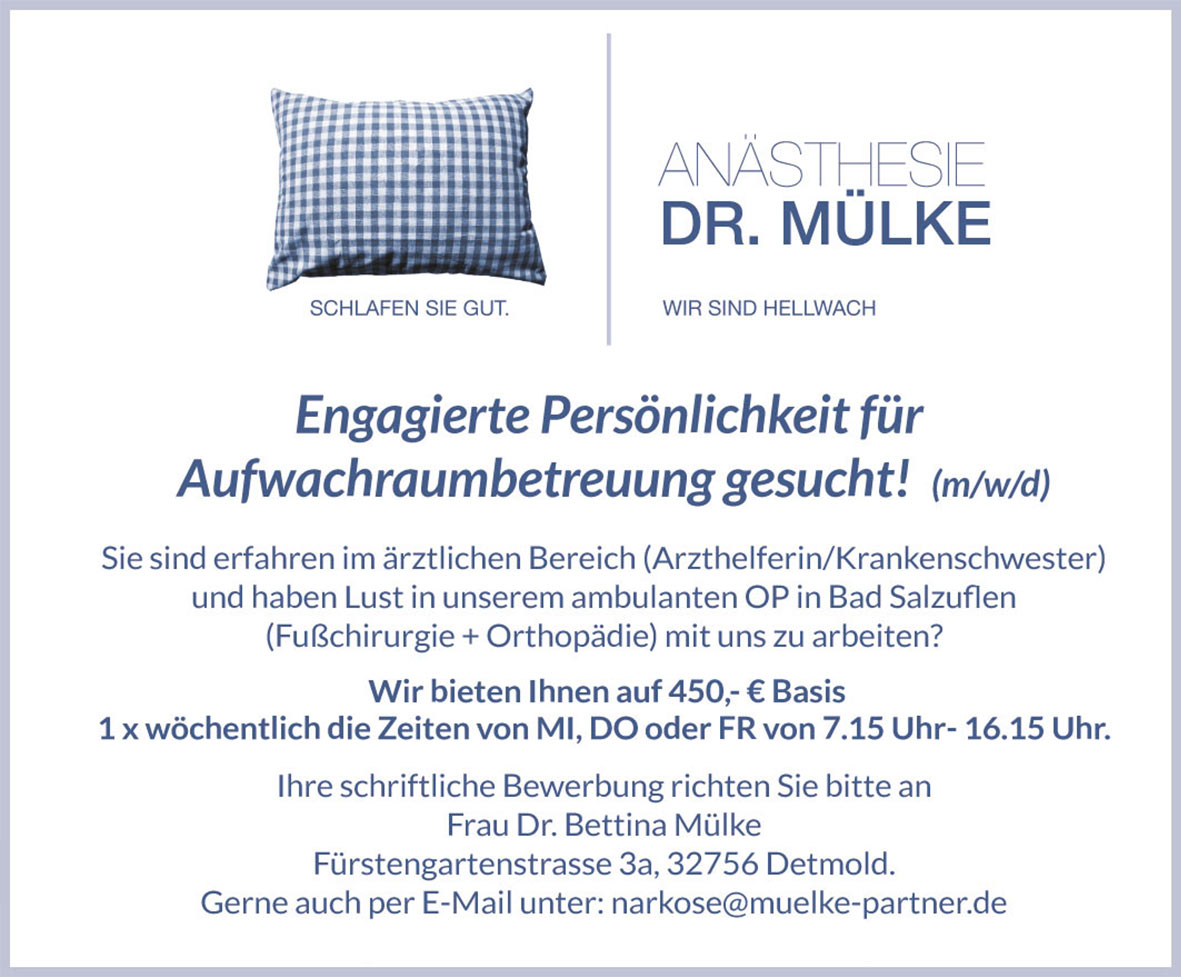 Aufwachraumbetreuung gesucht